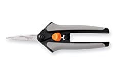 Get Fiskars scissors on Amazon - this are sharp and have a spring which makes them easier to use, so you can pay more attention to the plants