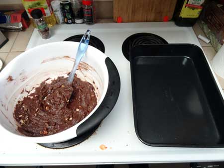 Cannabis brownie mix about to go in the oven to make the best pot brownies!