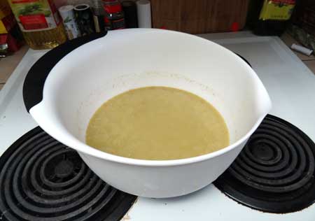 The cannabutter will have hardened overnight in the fridge, and the color will be lighter.