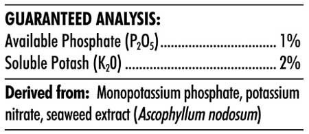 This product label shows that an organic substance, seaweed extract, has been used as one of the ingredients