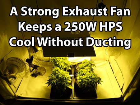 When it comes to setting up your HPS grow light indoors, no one likes using ducting if they don't have to! But with a 250W you may be able to get away without ducting as long as you use a powerful exhaust fan