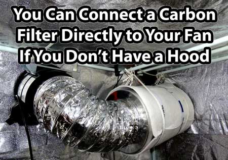 You can connect a carbon filter directly to your exhaust fan if you don't have a hood