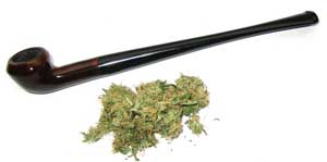 A pipe and marijuana - smoking from a pipe is more efficient than smoking a joint