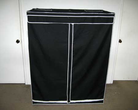 Example of a 2'x4'x5' grow tent - it's easy for your plants to get too tall in a setup like this!