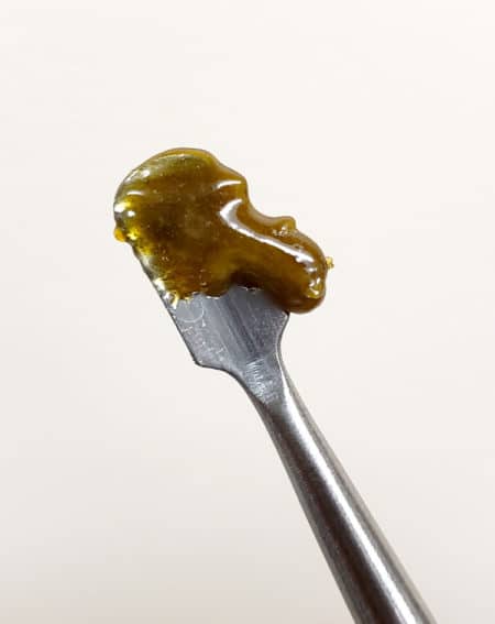 Fresh rosin on a scraping tool