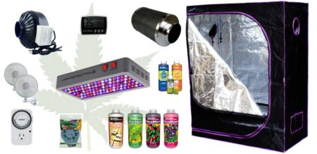 Example of an LED grow light setup in a grow tent with complete shopping list