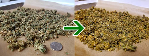 Decarbed weed before and after