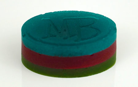 A triple-layered cannabis gummy