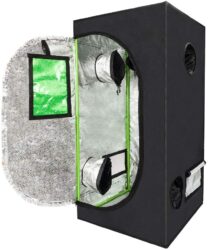 I like this cheap-yet-effective 2'x2'x4' grow tent for growing mini weed plants.