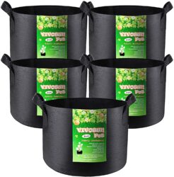 VIVOSUN 5-Pack 3 Gallon Plant Grow Bags Heavy Duty Thickened Nonwoven Fabric Pots with Handles