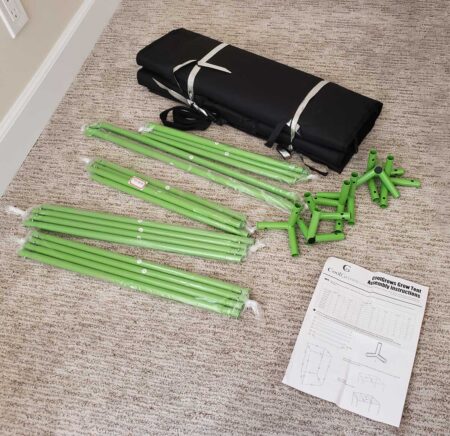 A typical grow tent comes with these pieces, including the directions.