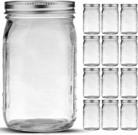 Wide mouth quart size (32 oz) glass mason jars for cannabis decarbing.