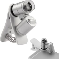 Clip-on microscopes are nice for looking at cannabis trichomes, but make sure to find one that fits your particular phone!