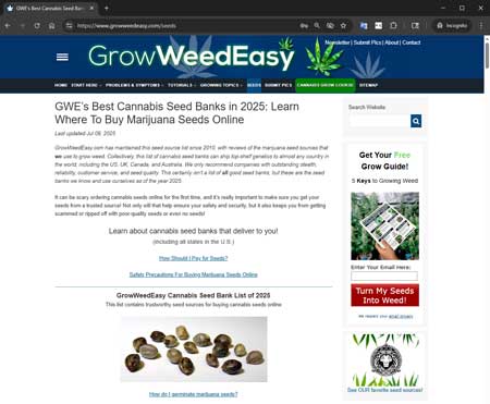 Screenshot of our current seeds page