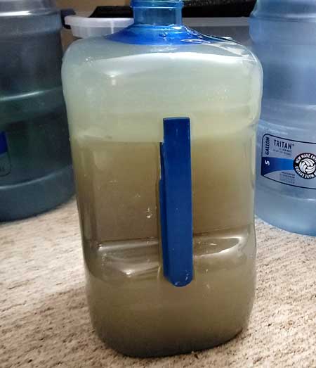 Fox Farm soil trio nutrient water after sitting over night - separates out