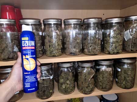 Ozium air sanitizer is good for covering up the smell of weed smoke
