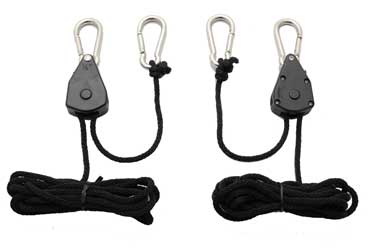 Two rope ratchets, perfect for hanging a cannabis grow light.