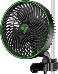 Cannabis airflow can be improved by a clip-on fan. This one comes with a way to attach directly to the poles of a grow tent.